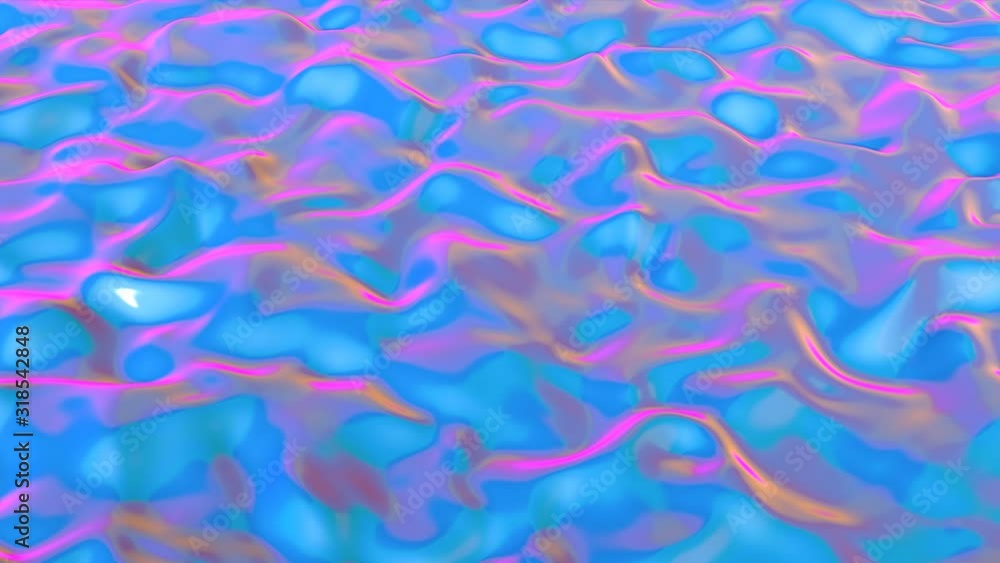 Poster abstract animated background. the neon color surface is deformed by different waves. 3d render