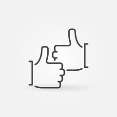 Two Thumb up vector outline concept icon or design element