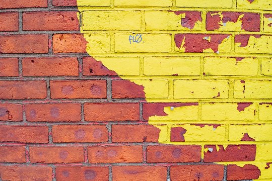 Red and yellow brick wall in New York