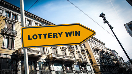 Obraz premium Street Sign to Lottery Win