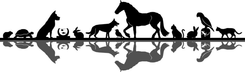 Obraz premium Animal Pets Set Silhouette Outline