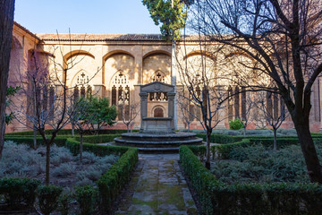 Fototapeta premium View of the courtyard of the cloister of the Cathedral of Siguenza, Aragon Spain