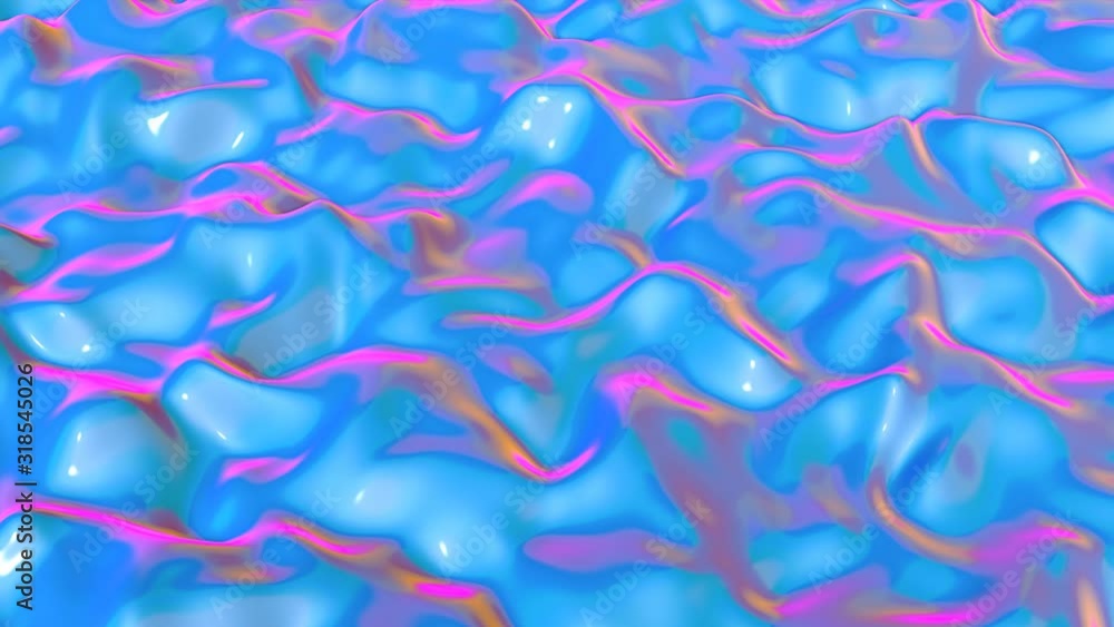 Aufkleber abstract animated background. the neon color surface is deformed by different waves. 3d render