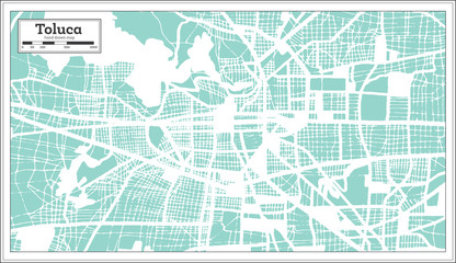 Toluca Mexico City Map in Retro Style. Outline Map.