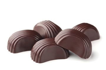 Chocolate candies isolated on white