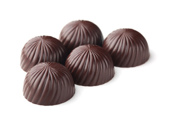 Chocolate candies isolated on white