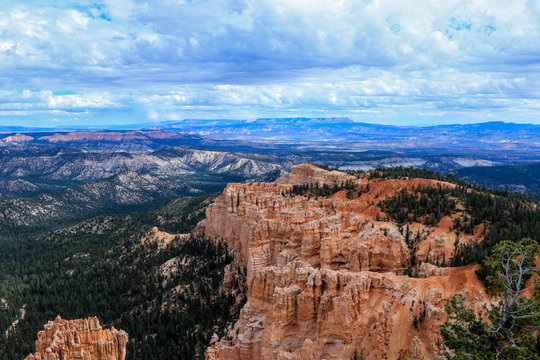 Amazing View to the Geological Structures called hoodoos in the Bryce Canyon National Park, USA