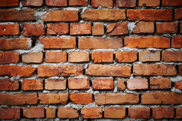 Fototapeta premium red brick wall, cement, brick structure, construction, concrete, house
