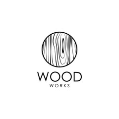Naklejka premium Wood logo vector with wood pattern on circle shape