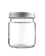 Empty Glass Jar for Baby Puree or other Food, Realistic 3D Render Isolated on White.