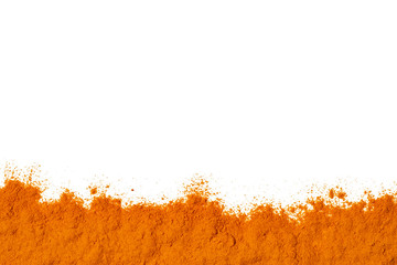 Turmeric powder is orange in color. Natural, useful healing spice from the East. Curcuma