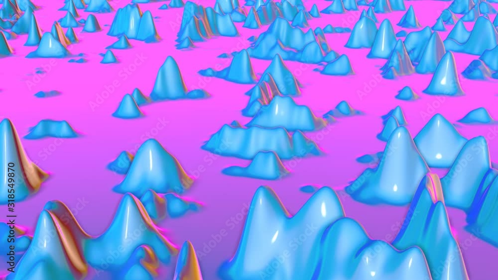 Poster abstract animated background. the neon color surface is deformed by different waves. 3d render