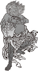 浮世絵　鬼　その4　白黒