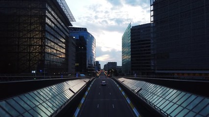 Bridge and road with cars in Brussels, Belgium