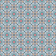 Moroccan decorative pattern for the background, tile and textiles. It is assembled from modular parts. Vector. Seamless.