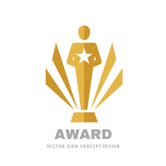 Award winner cup - logo icon on white background vector illustration. Statuette reward championship concept sign. Graphic design element.  - 318552601