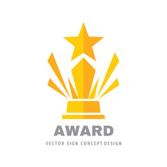 Award winner prize cup logo design. Star rating logo icon.  - 318552606