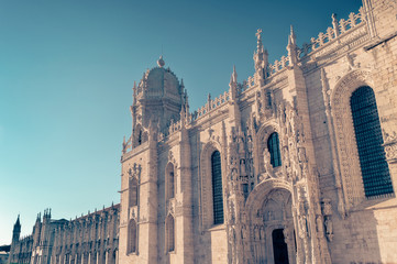 Fototapeta na wymiar Jeronimos monastery, a UNESCO World Heritage site in Belem district in Lisbon, Portugal