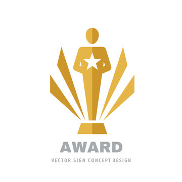 Award winner cup - logo icon on white background vector illustration. Statuette reward championship concept sign. Graphic design element. 