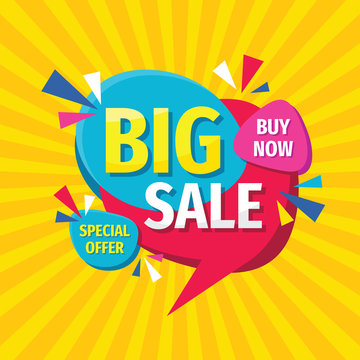 Big sale concept banner template design. Discount abstract promotion layout poster. Special offer. Buy now. Vector illustration. 
