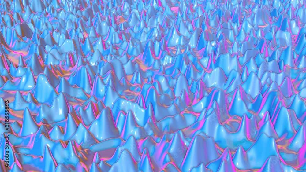 Aufkleber abstract animated background. the neon color surface is deformed by different waves. 3d render