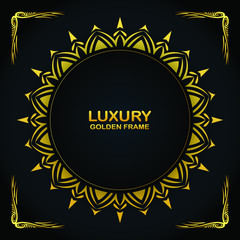 Golden ornamental circle frame design