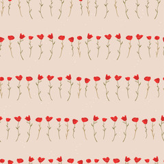 Cute hand drawn floral seamless pattern, poppy flowers on dark blue background, great for textiles, banners, wallpaper and wrapping - vector design