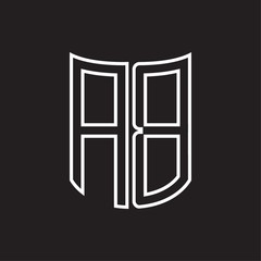 AB Logo monogram with ribbon style outline design template