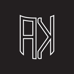 AK Logo monogram with ribbon style outline design template