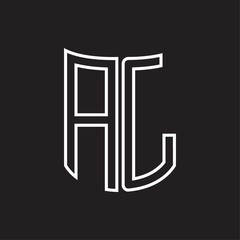 AL; Logo monogram with ribbon style outline design template