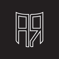 AR Logo monogram with ribbon style outline design template