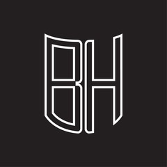 BH Logo monogram with ribbon style outline design template