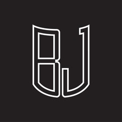 BJ Logo monogram with ribbon style outline design template
