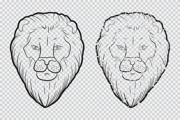 Lion head vector icon isolated on a transparent background.