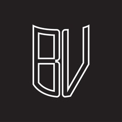 BV Logo monogram with ribbon style outline design template