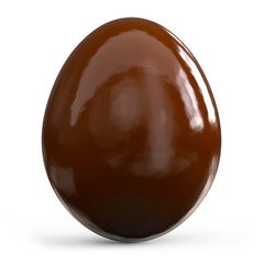 Glossy Chocolate Easter Egg Isolated on White Background. Realistic 3D Render Isolated on White.