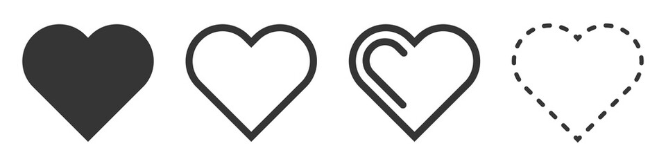 Heart vector icons. Set of love symbols isolated.