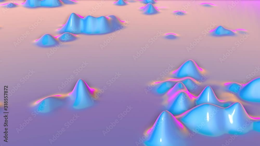 Poster abstract animated background. the neon color surface is deformed by different waves. 3d render
