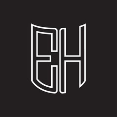 EH Logo monogram with ribbon style outline design template