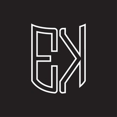 EK Logo monogram with ribbon style outline design template