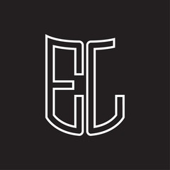 EL Logo monogram with ribbon style outline design template