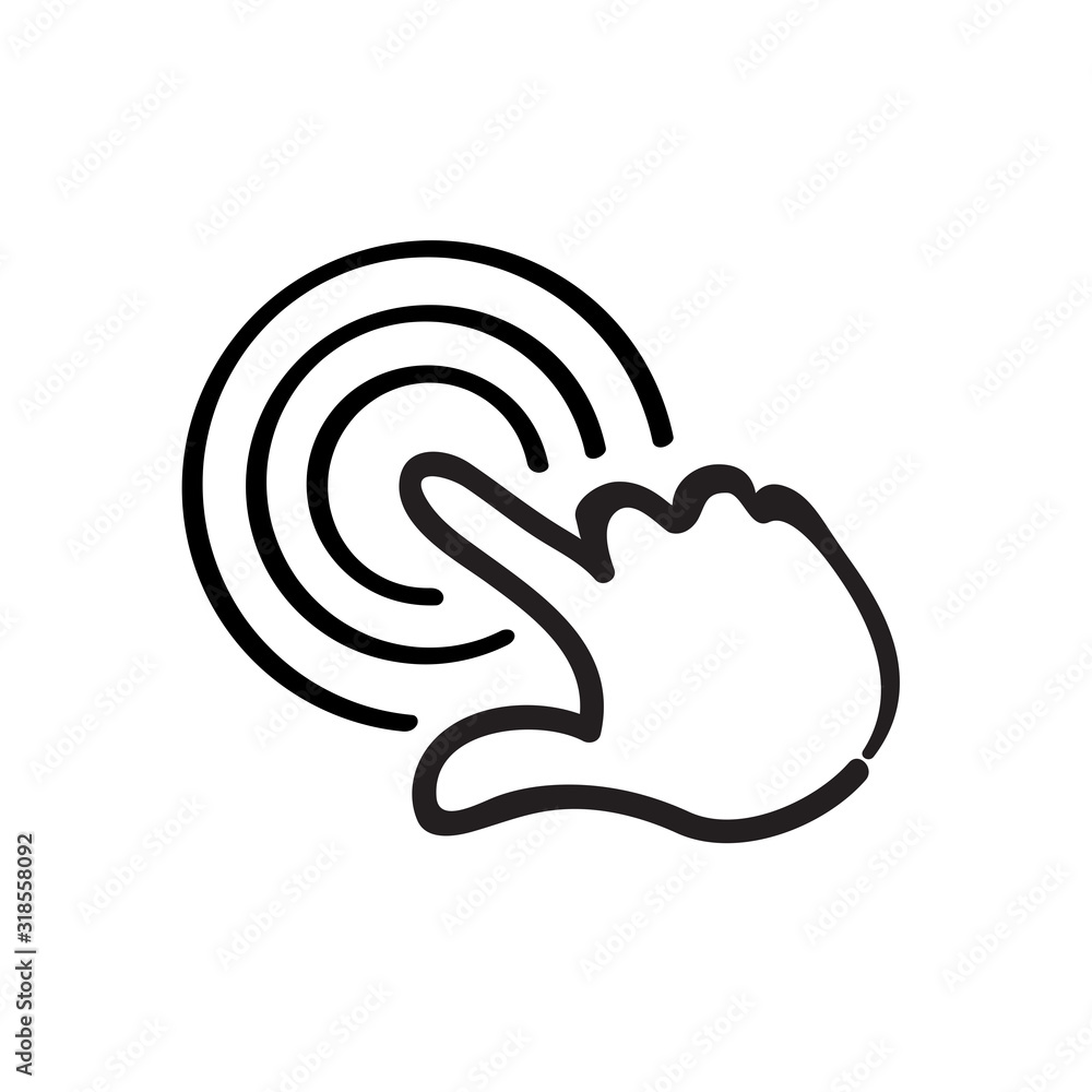 Poster hand pointer or cursor mouse push choosing linear icon symbol isolated on white background