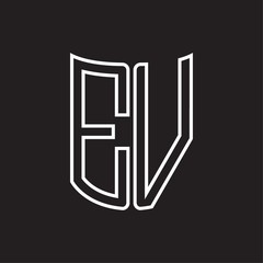 EV Logo monogram with ribbon style outline design template