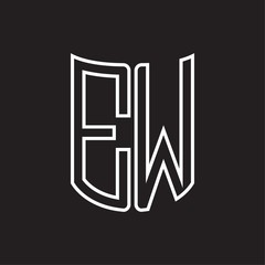 EW Logo monogram with ribbon style outline design template