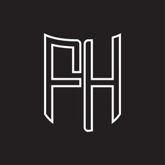 FH Logo monogram with ribbon style outline design template