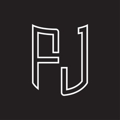 FJ Logo monogram with ribbon style outline design template