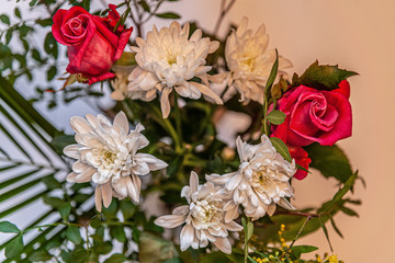 floral background bouquet of roses and chrysanthemums