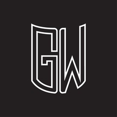 GW Logo monogram with ribbon style outline design template