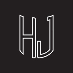 HJ Logo monogram with ribbon style outline design template