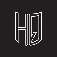 HQ Logo monogram with ribbon style outline design template